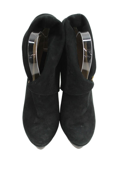 Rachel Zoe Womens Textured Slip On Fold Over Slip On Heeled Booties Black Size 7