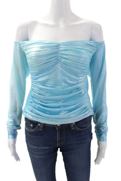 AFRM Womens Odilla Foil Mesh Top - Bluefish Ombre Size XL