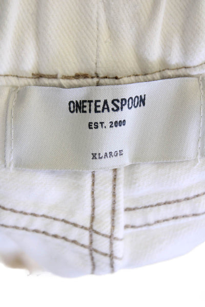 One Teaspoon Womens Shabbies Drawstring Boyfriend Jeans  White Beauty/Tan Size X