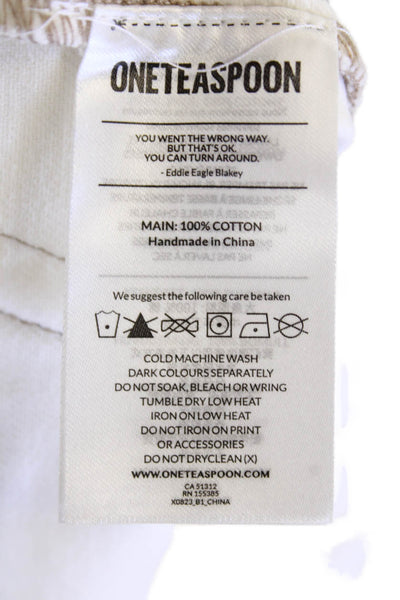One Teaspoon Womens Shabbies Drawstring Boyfriend Jeans  White Beauty/Tan Size X