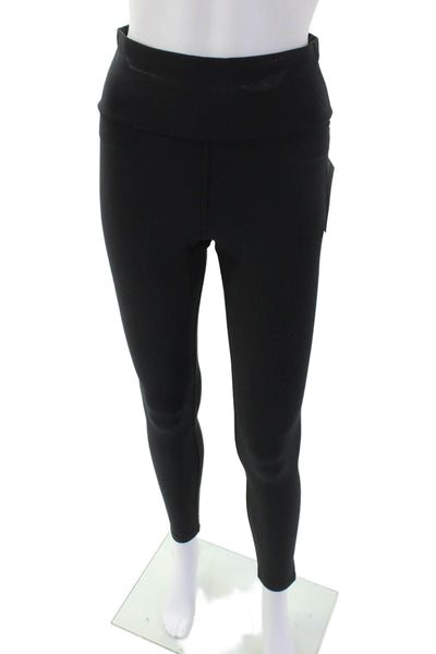 Plush Womens High Waist Matte Fleece Leggings - Black Size M