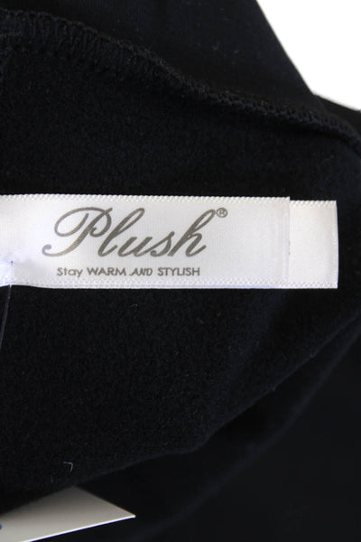 Plush Womens High Waist Matte Fleece Leggings - Black Size M