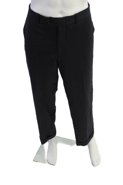 Christian Lacroix Men's Flat Front Cuff Straight Leg Dress Pants Black Size 50