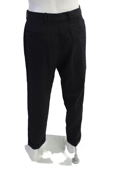 Christian Lacroix Men's Flat Front Cuff Straight Leg Dress Pants Black Size 50