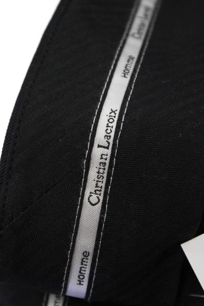 Christian Lacroix Men's Flat Front Cuff Straight Leg Dress Pants Black Size 50