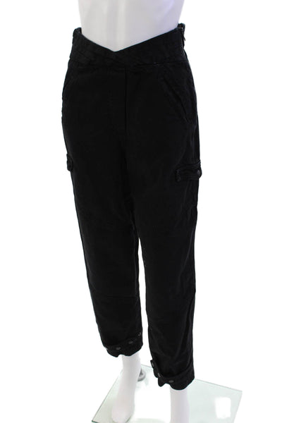 RtA Womens High Waisted Cross Waistband Tapered Ankle Jeans Black Size S