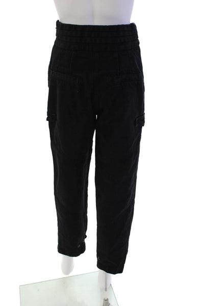 RtA Womens High Waisted Cross Waistband Tapered Ankle Jeans Black Size S