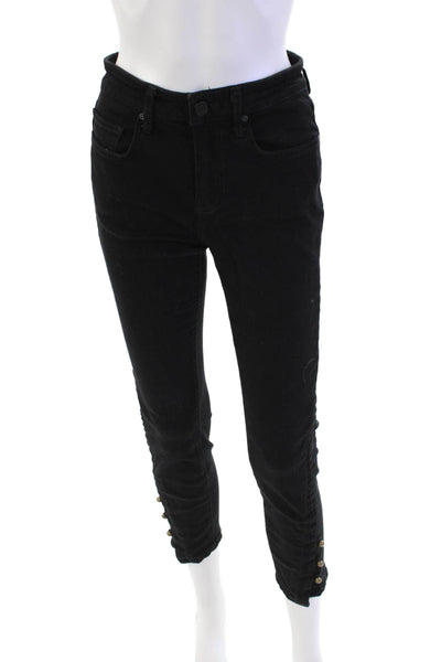 Joie Womens Mid Rise Skinny Buttoned Ankle Jeans Black Size 26