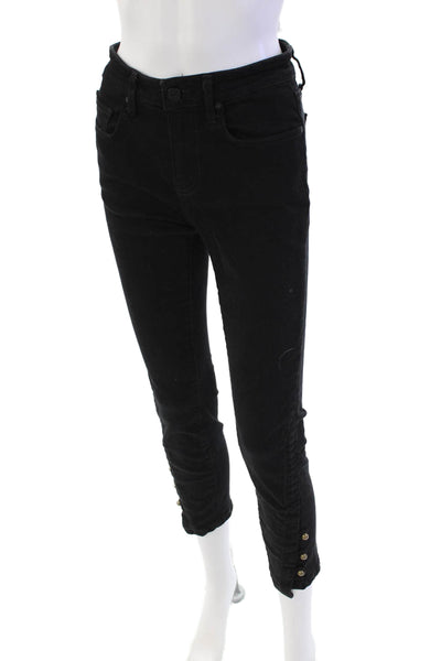 Joie Womens Mid Rise Skinny Buttoned Ankle Jeans Black Size 26