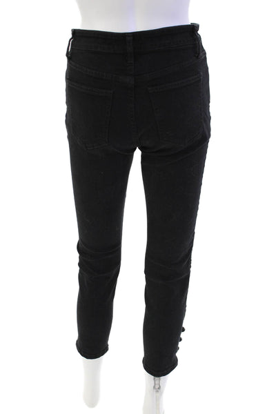 Joie Womens Mid Rise Skinny Buttoned Ankle Jeans Black Size 26