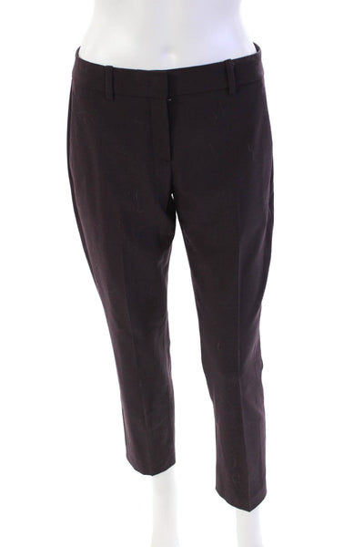 Theory Womens Flat Front Straight Leg Dress pants Purple Size 4