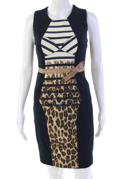 Tracy Reese Womens Cotton Striped Sleeveless Zippered Pencil Dress Blue Size 2