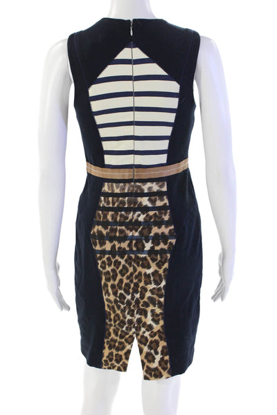 Tracy Reese Womens Cotton Striped Sleeveless Zippered Pencil Dress Blue Size 2