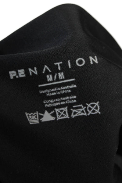PE Nation Womens High Waisted Thigh Compression Athletic Shorts Black Size M
