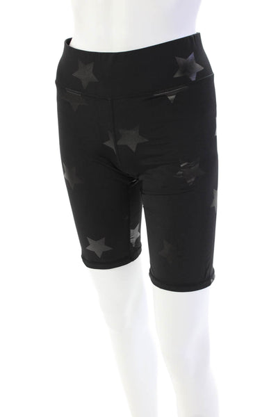 Terez Womens Star Print High Waisted Compression Athletic Shorts Black Size S