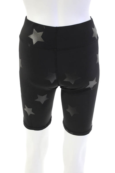 Terez Womens Star Print High Waisted Compression Athletic Shorts Black Size S