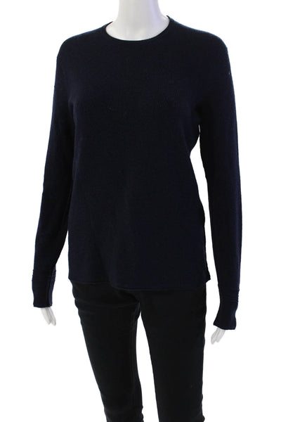 Rag & Bone Womens Merino Wool Textured Round Neck Pullover Sweater Blue Size S