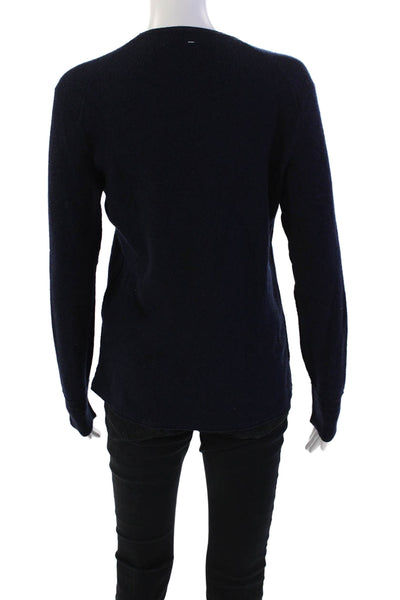 Rag & Bone Womens Merino Wool Textured Round Neck Pullover Sweater Blue Size S