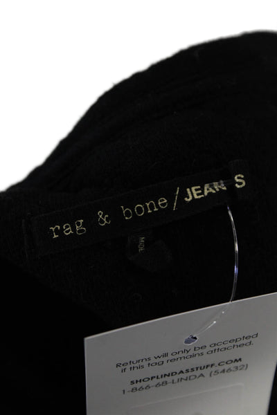 Rag & Bone Womens Quilted Pattern Round Neck Pullover Sweatshirt Black Size S