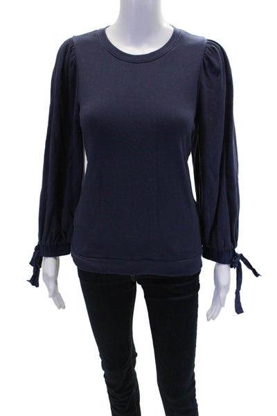 Nation LTD Womens Long Sleeve Crew Neck Sweatshirt Blue Cotton Size Small
