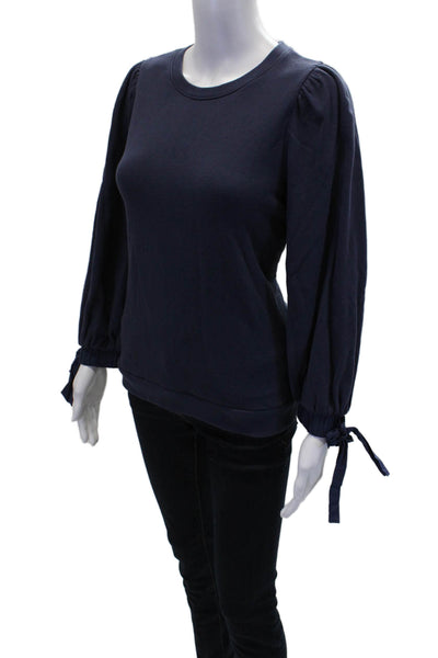Nation LTD Womens Long Sleeve Crew Neck Sweatshirt Blue Cotton Size Small