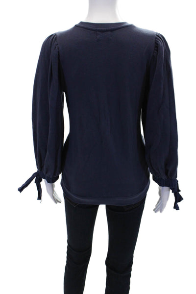 Nation LTD Womens Long Sleeve Crew Neck Sweatshirt Blue Cotton Size Small
