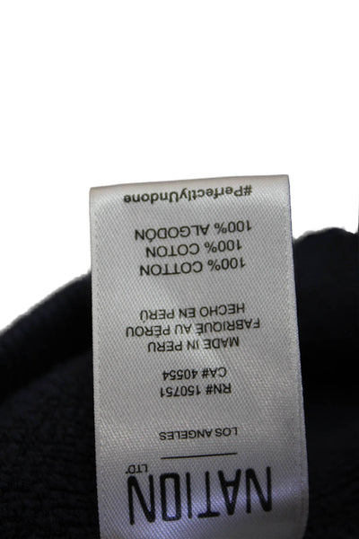 Nation LTD Womens Long Sleeve Crew Neck Sweatshirt Blue Cotton Size Small