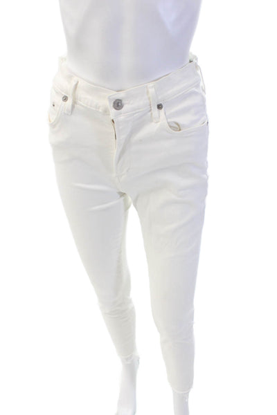 C of H Los Angeles Womens Cotton Distressed Ankle Skinny Jeans White Size 28