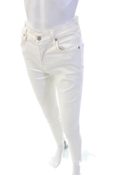 C of H Los Angeles Womens Cotton Distressed Ankle Skinny Jeans White Size 28