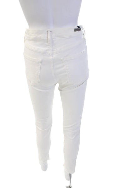 C of H Los Angeles Womens Cotton Distressed Ankle Skinny Jeans White Size 28