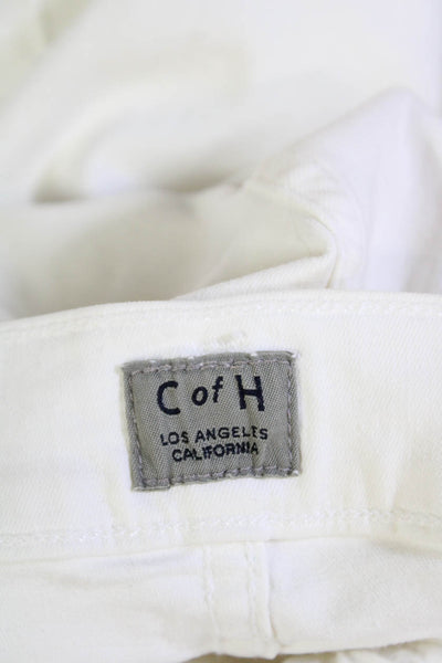 C of H Los Angeles Womens Cotton Distressed Ankle Skinny Jeans White Size 28
