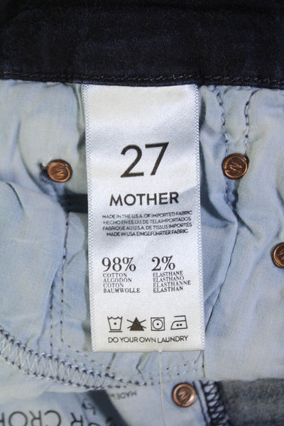Mother Womens Cotton Floral Print Pocketed Skinny Jeans Dark Blue Size 27