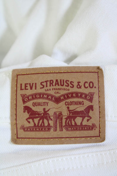 Levi Strauss & Co Womens Cotton Buttoned Pocketed Wide Leg Jeans White Size 26