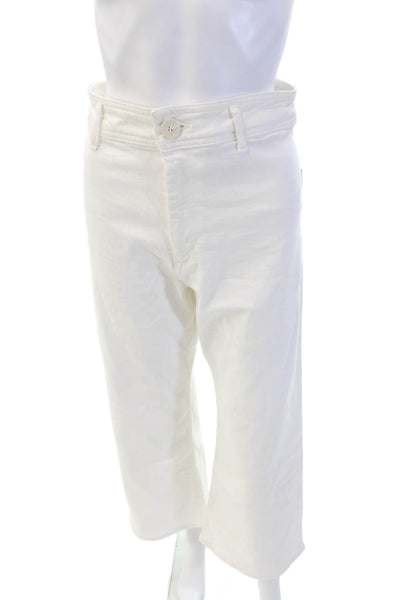 Zara Womens Cotton Pocketed High Waisted Extra Wide Leg Jeans White Size 4