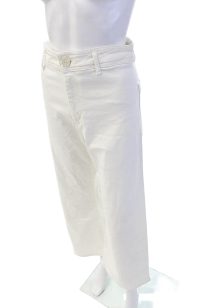 Zara Womens Cotton Pocketed High Waisted Extra Wide Leg Jeans White Size 4