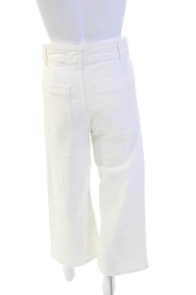 Zara Womens Cotton Pocketed High Waisted Extra Wide Leg Jeans White Size 4