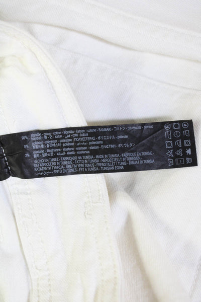 Zara Womens Cotton Pocketed High Waisted Extra Wide Leg Jeans White Size 4