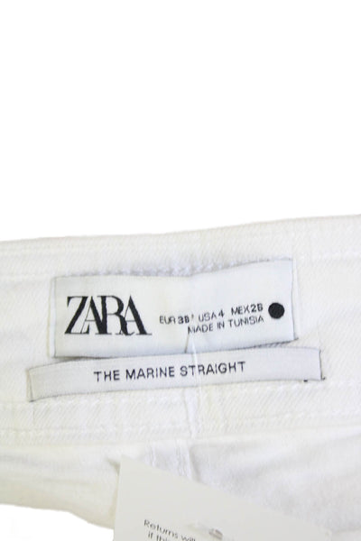 Zara Womens Cotton Pocketed High Waisted Extra Wide Leg Jeans White Size 4