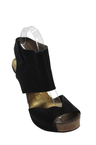 Pedro Garcia Womens Textured Open Toe Slingback High Heels Black Size EUR 39