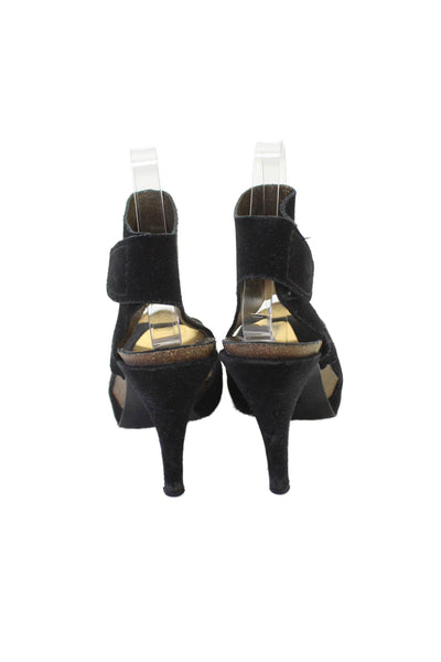 Pedro Garcia Womens Textured Open Toe Slingback High Heels Black Size EUR 39