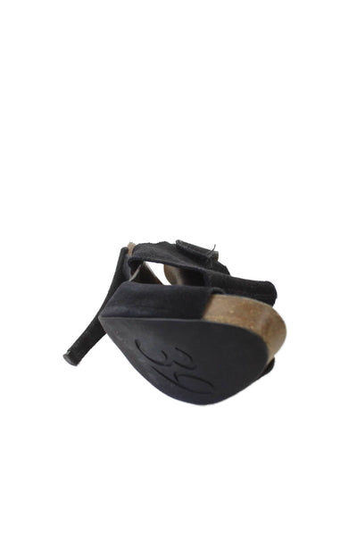 Pedro Garcia Womens Textured Open Toe Slingback High Heels Black Size EUR 39