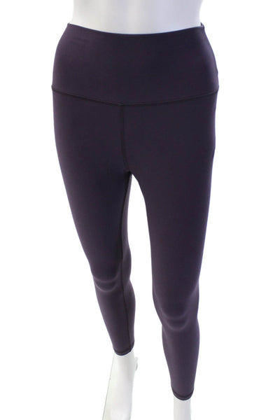 Peloton Womens Solid Stretch Mid-Rise Cropped Activewear Leggings Purple Size S