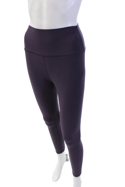 Peloton Womens Solid Stretch Mid-Rise Cropped Activewear Leggings Purple Size S