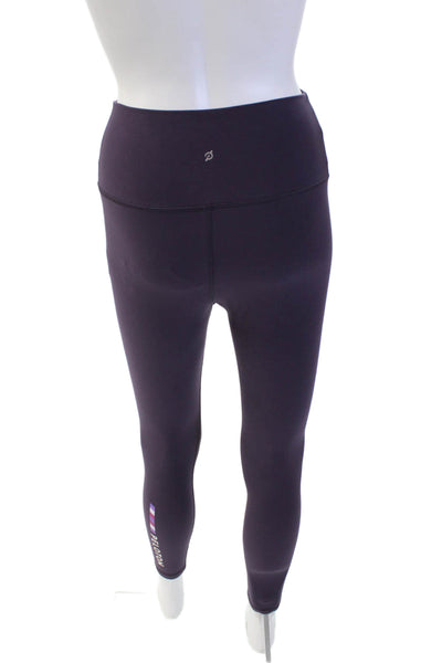 Peloton Womens Solid Stretch Mid-Rise Cropped Activewear Leggings Purple Size S