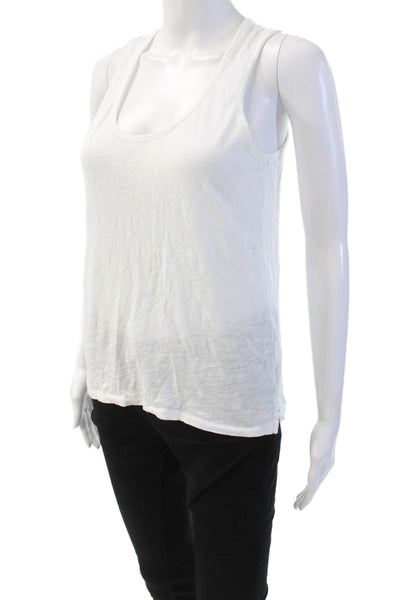 Goldie Womens Pima Cotton Heathered Round Neck Pullover Tank Top White Size S