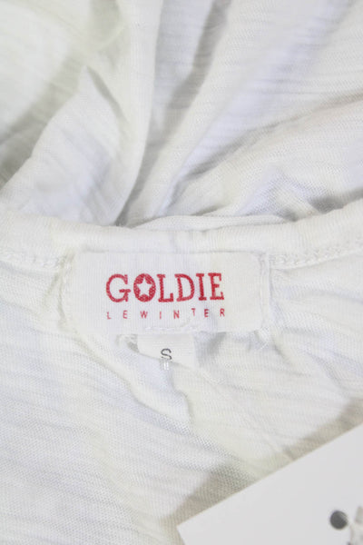 Goldie Womens Pima Cotton Heathered Round Neck Pullover Tank Top White Size S