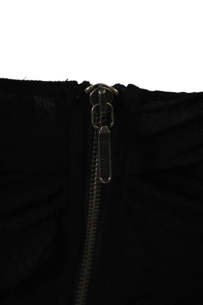 Nicole Miller Womens Back Zip Sleeveless V Neck Sequin Top Black Size Small