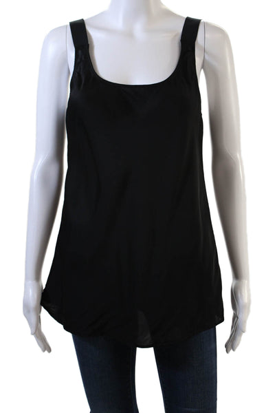 Theory Womens Scoop Neck Back Strap Boxy Lightweight Tank Top Black Size Medium