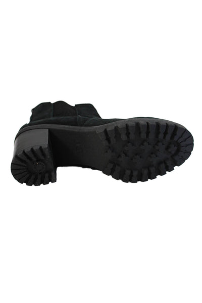 Ugg Womens Slip On Block Heel Round Toe Booties Black Suede Size 10