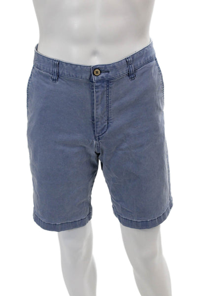 Tommy Bahama Mens Cotton Blend Button Closure 4 Pocket Chino Shorts Blue Size 33